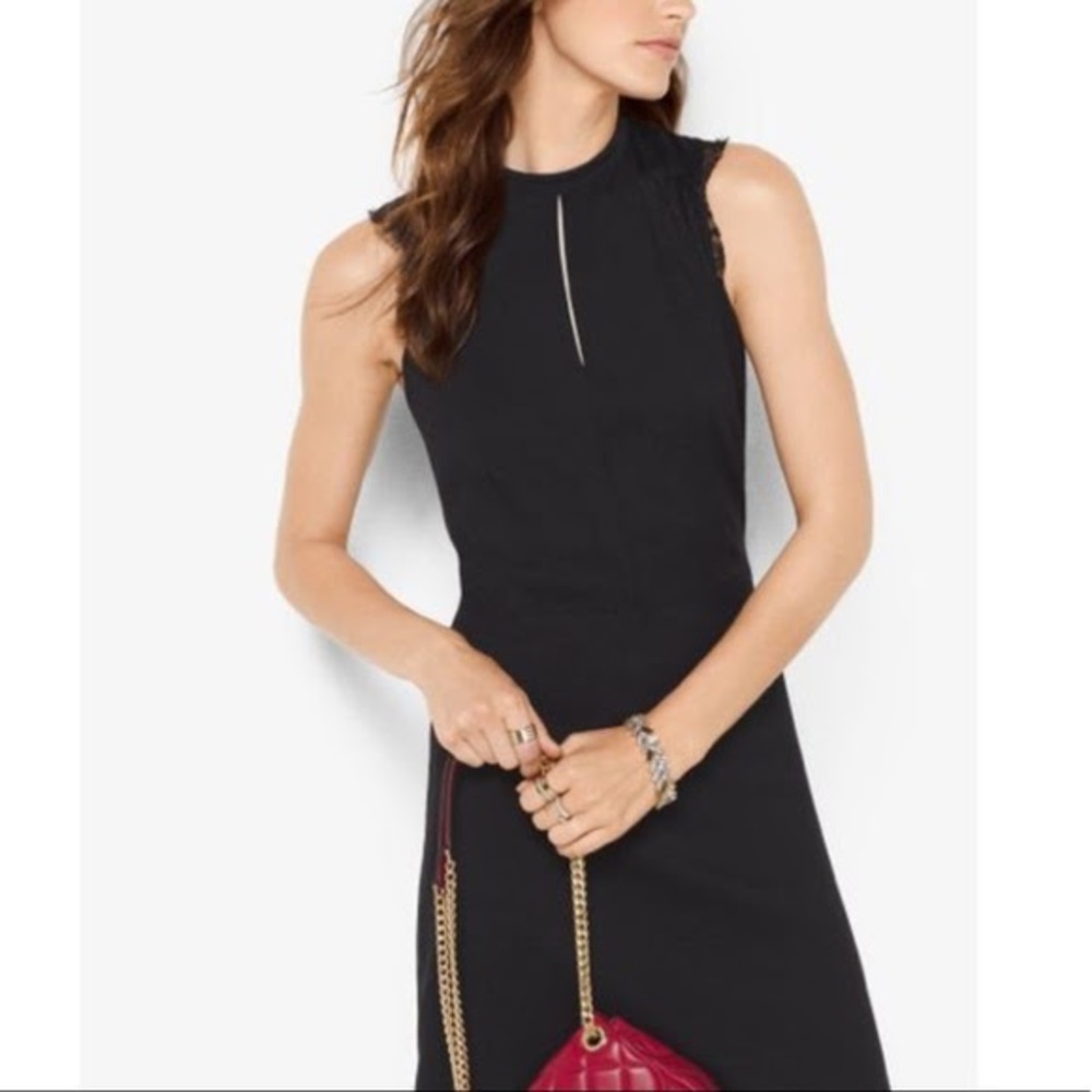 Michael Kors Lace Trimmed Crepe Dress
